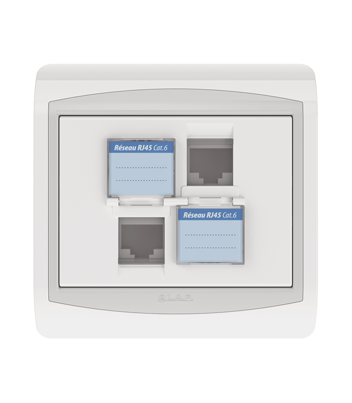 DOUBLE PRISE RJ45 CAT 6 + OBTURATEUR . LAP