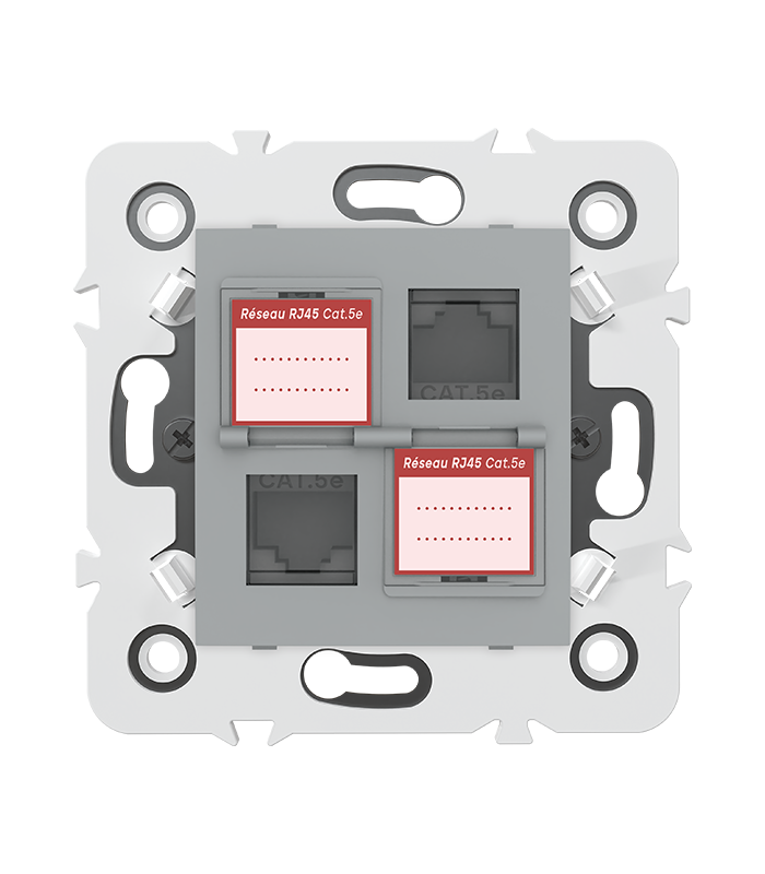 DOUBLE PRISE RJ45 CAT.5e + obturateurs MEC20925 . LAP