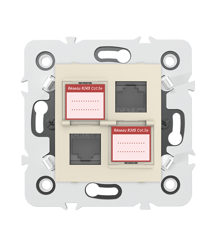 DOUBLE PRISE RJ45 CAT.5e + obturateurs MEC20925 . LAP