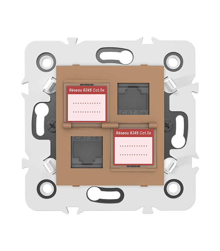 DOUBLE PRISE RJ45 CAT.5e + obturateurs MEC20925 . LAP