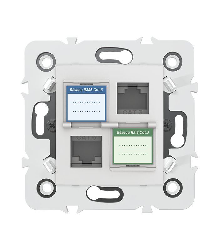 PRISE MIXTE RJ45 CAT.6 + Prise RJ12 CAT.3 + obturateurs MEC20935 . LAP