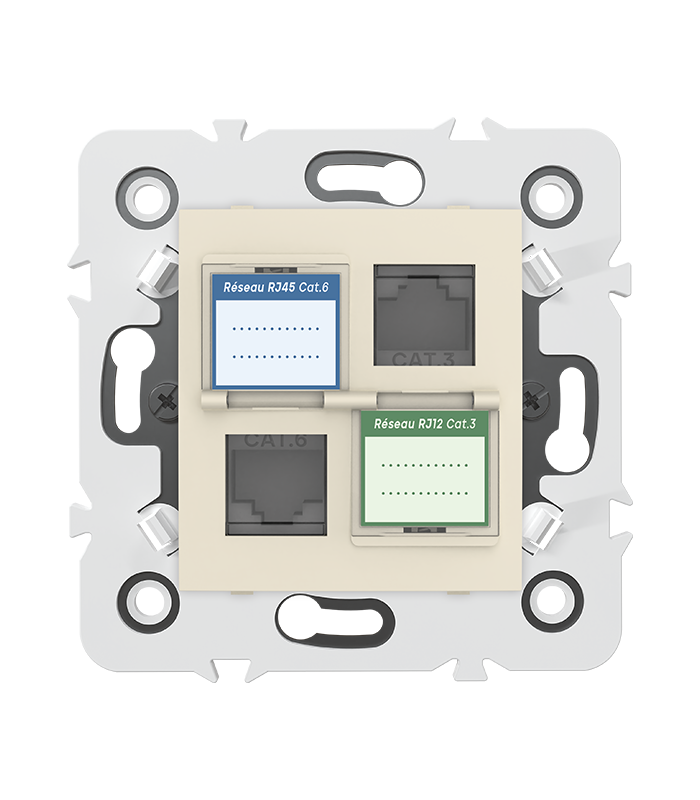 PRISE MIXTE RJ45 CAT.6 + Prise RJ12 CAT.3 + obturateurs MEC20935 . LAP