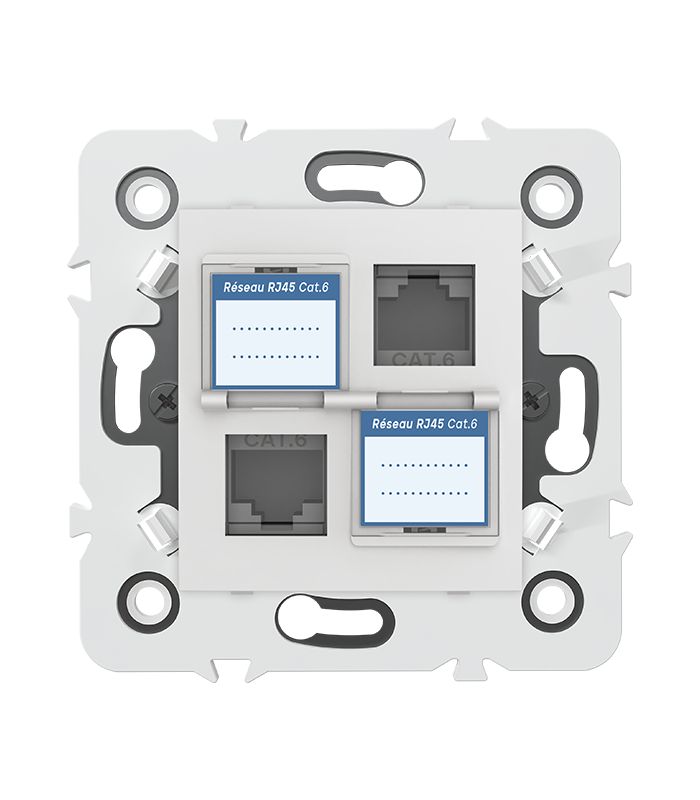 DOUBLE PRISE RJ45 CAT.6 + obturateurs MEC20936 . LAP