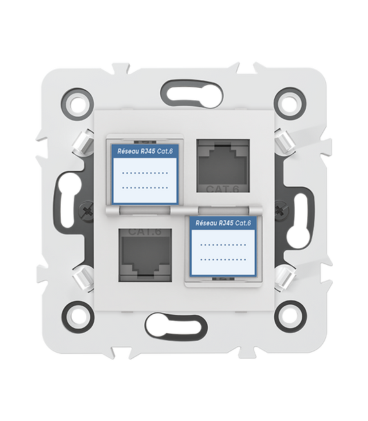 DOUBLE PRISE RJ45 CAT.6 + obturateurs MEC20936 . LAP