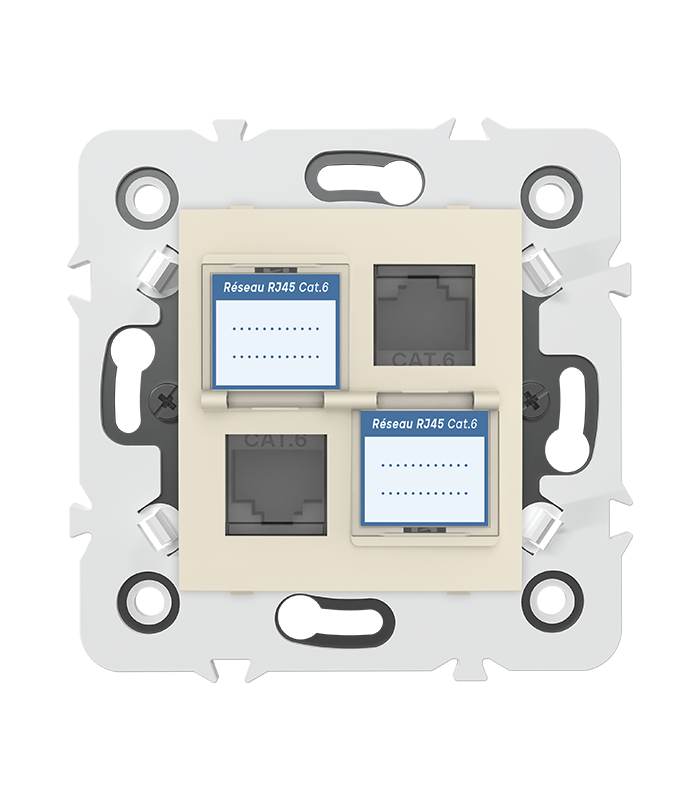 DOUBLE PRISE RJ45 CAT.6 + obturateurs MEC20936 . LAP