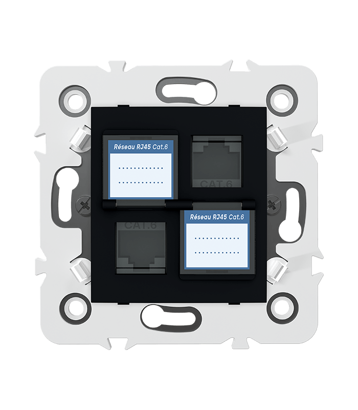 DOUBLE PRISE RJ45 CAT.6 + obturateurs MEC20936 . LAP