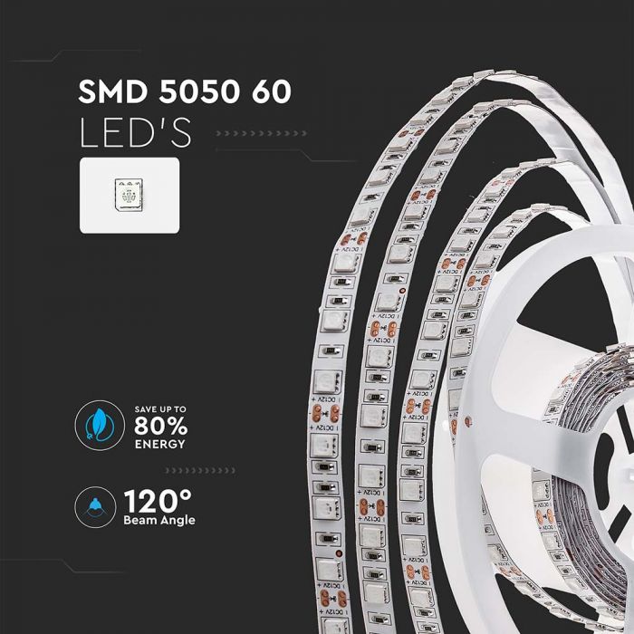 RUBAN LED VT-5050 60 11W/M BANDE LUMINEUSE À LED 3000K IP20 (5M/ROULEAU)