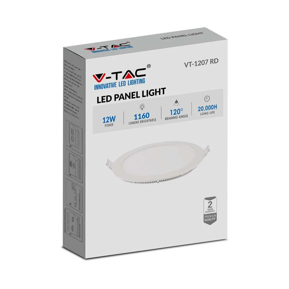 PANEL LED ROND ENCASTRÉE 12W 6000K VT-12013 . V-TAC