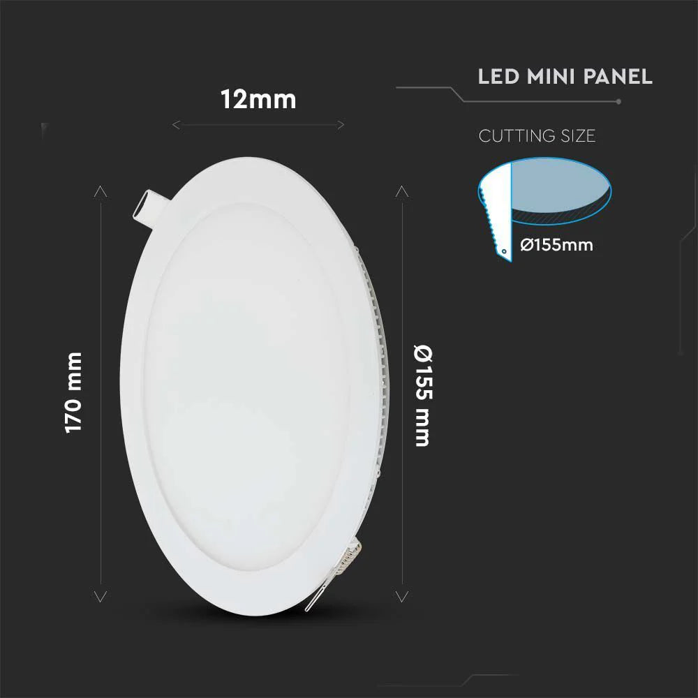 PANEL LED ROND ENCASTRÉE 12W 6000K VT-12013 . V-TAC