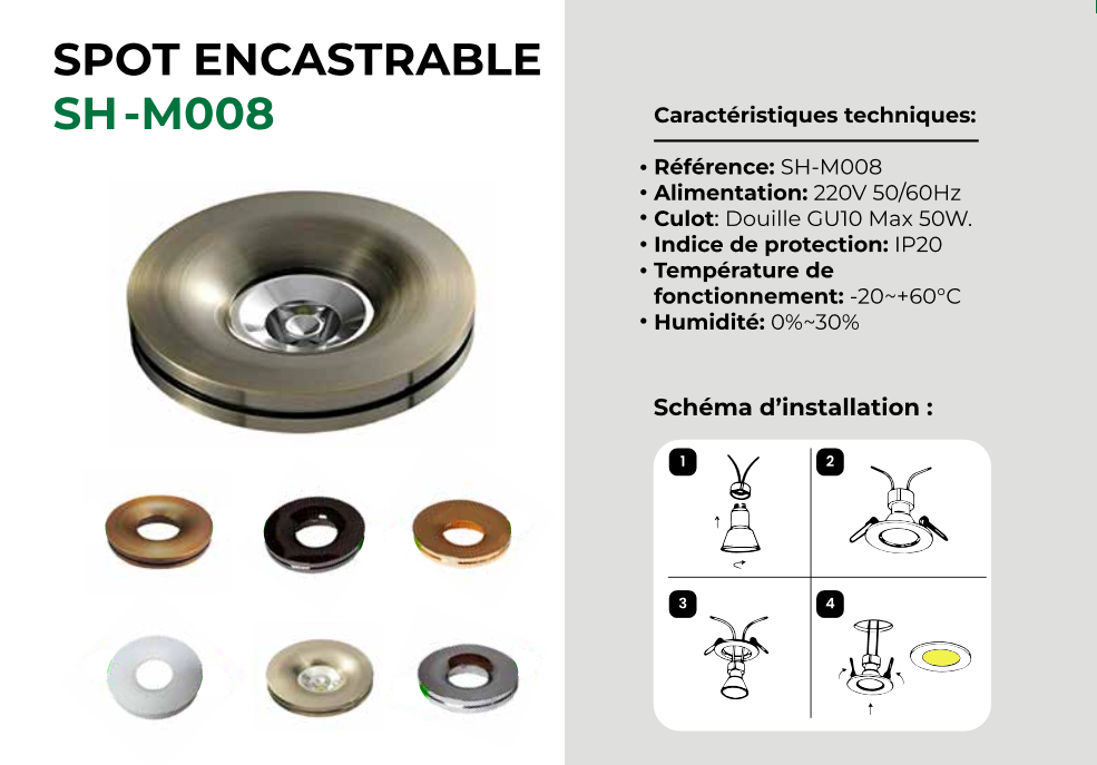 SPOT ENCASTRE ROND BLANC SH-M008 . SAVYALIGHT
