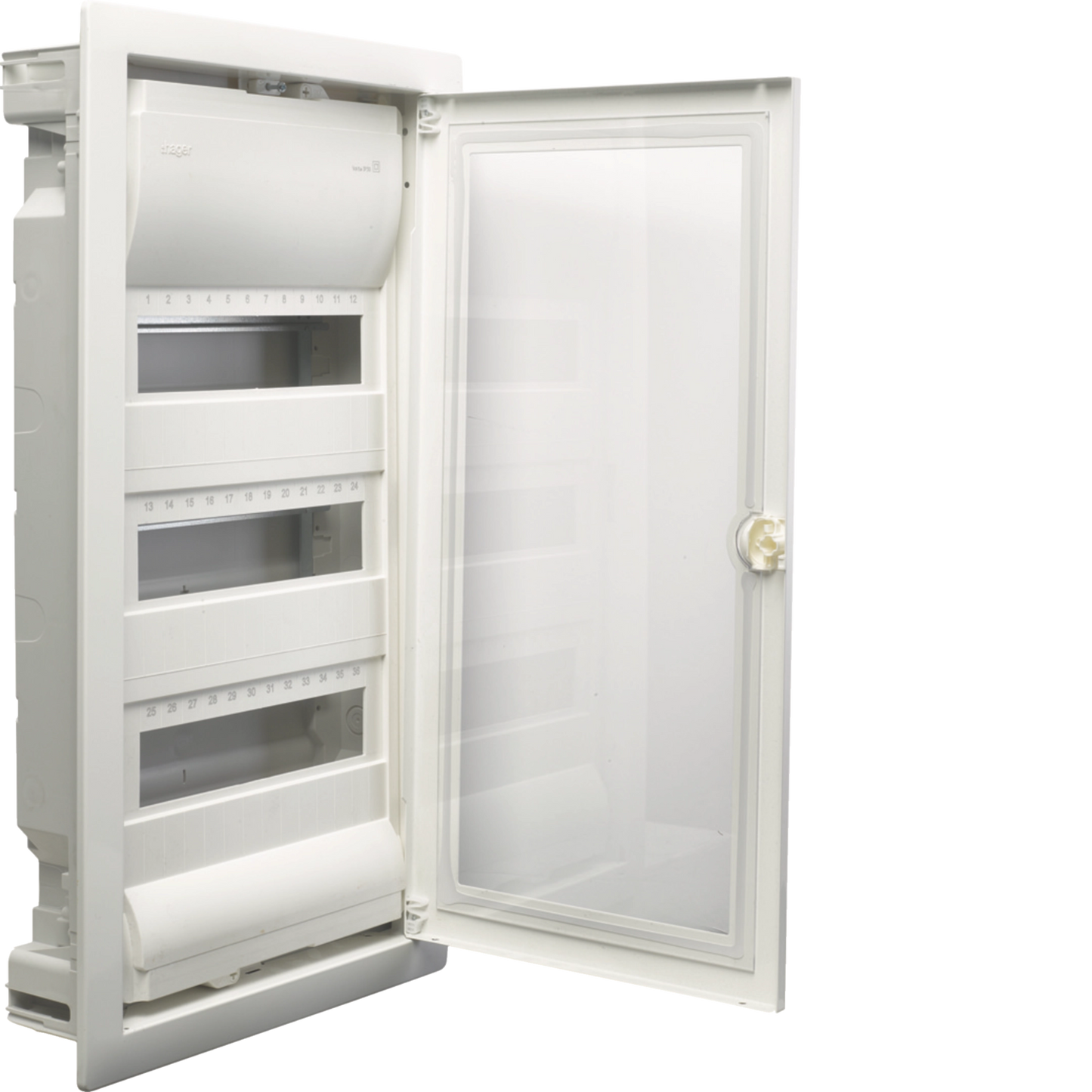 COFFRET ENCASTRE 36 MODULE PORTE FUMEE. HAGER