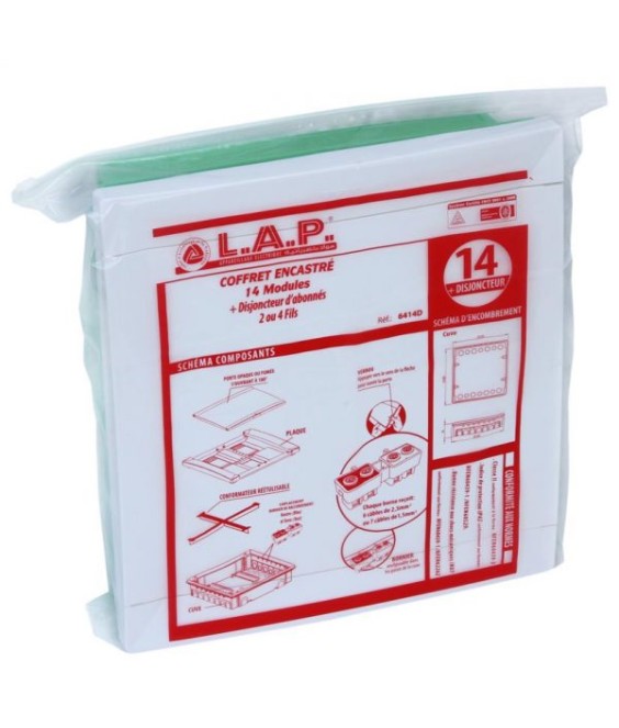 COFFRET ENCASTRE 14 MODULES PORTE OPAQUE. L.A.P