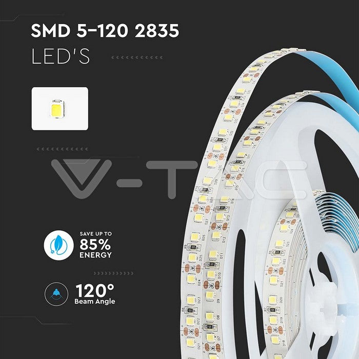 RUBAN LED VT-2835 120 haute luminosité 12V/5M IP20 6000K