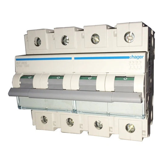 DISJONCTEUR S/R 4POLE 100A 6/10kA. HAGER