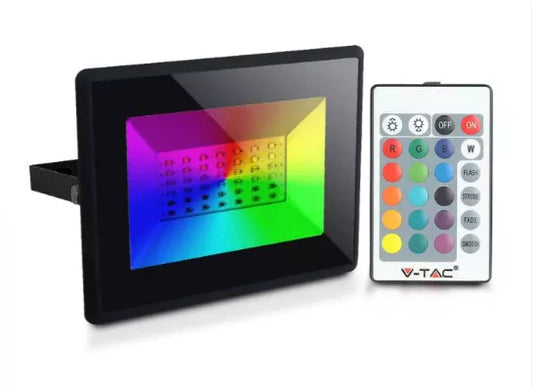 PROJECTEUR LED DIMMABLE RGB 30W + TELECOMMANDE . V-TAC