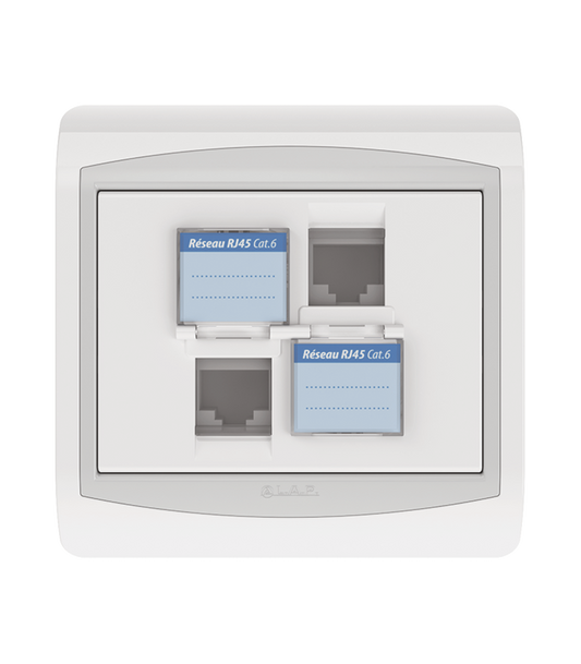 DOUBLE PRISE RJ45 CAT 6 + OBTURATEUR . LAP