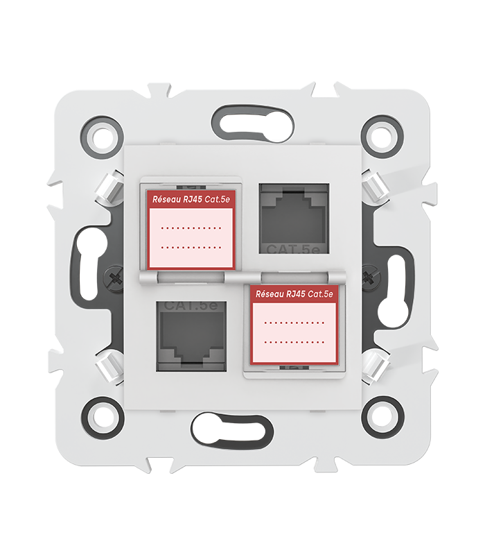 DOUBLE PRISE RJ45 CAT.5e + obturateurs MEC20925 . LAP
