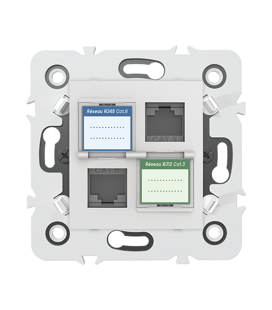 PRISE MIXTE RJ45 CAT.6 + Prise RJ12 CAT.3 + obturateurs MEC20935 . LAP