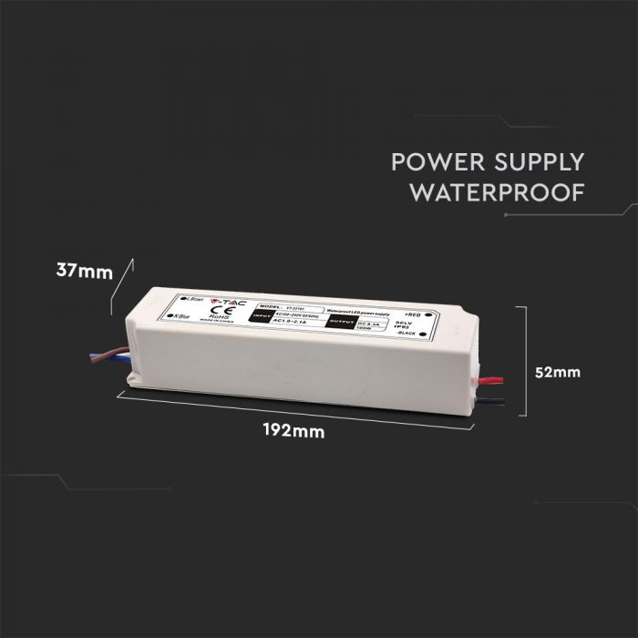 VT-22101 ALIMENTATION LED 100W PLASTIQUE MINCE 12V IP65