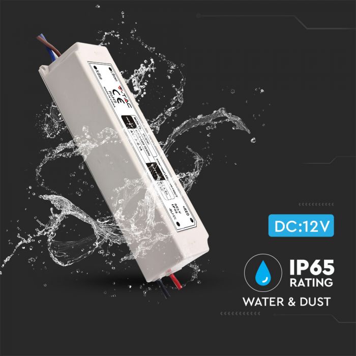 VT-22101 ALIMENTATION LED 100W PLASTIQUE MINCE 12V IP65
