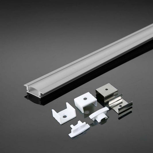 KIT DE MONTAGE VT-8122 AVEC DIFFUSEUR POUR BANDE LED PCB 12MM ENCASTRÉ 2000X24,7X7MM BLANC