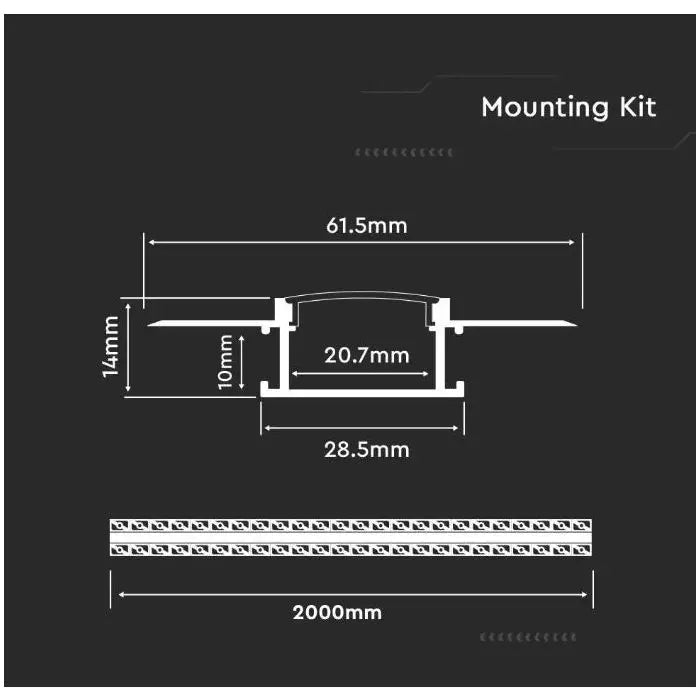 V-TAC VT-8101 profil en aluminium Milky 2MT cover - sku 3359