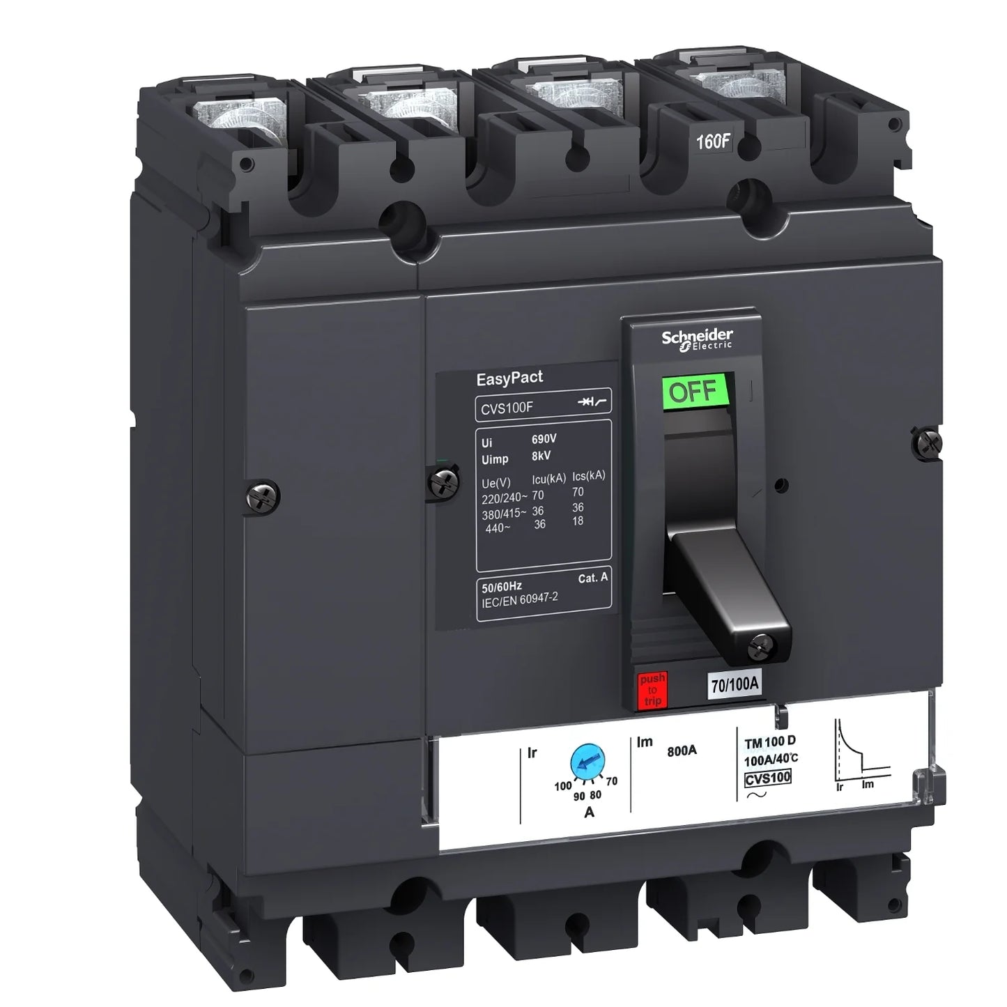 DISJONCTEUR COMPACT EASYPACT CVS100B 25KA 160A [LV516313]. SCHNDEIDER