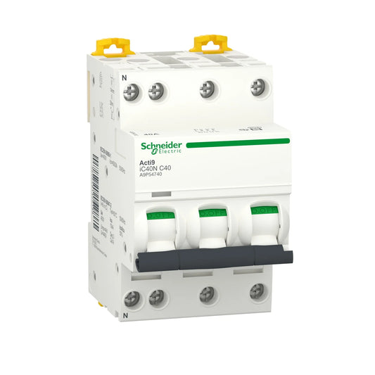 DISJONCTEUR S/R 3PH+N IC40 - 40A [ 3P+N, 40A, C curve, 4500A A9P54740 ] . SCHNEIDER