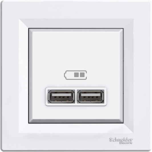 PRISE USB DOUBLE ASFORA BLANC . SCHNEIDER
