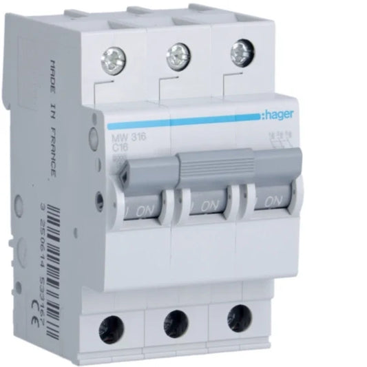DISJONCTEUR . S/R 3 * 16A 3KA [MV316] . HAGER
