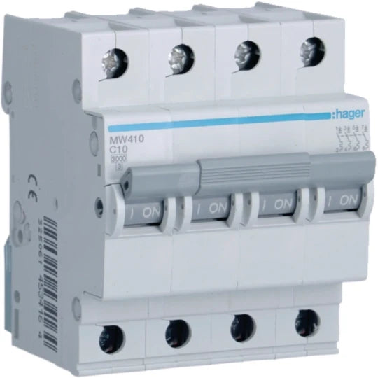 DISJONCTEUR S/R 4POLE 3KA . 10A [MV410] . HAGER
