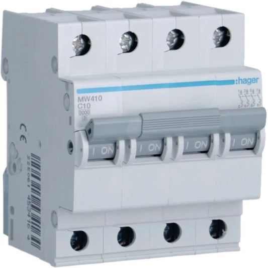 DISJONCTEUR S/R 4POLE 3KA . 10A [MV410] . HAGER