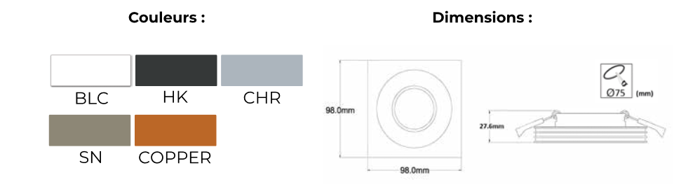 SPOT ENCASTRER COULEUR BLANC REF [SH-M018]. SAVYALIGHT