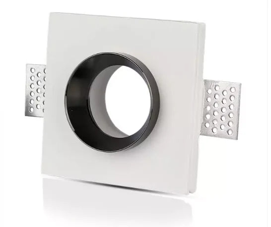 SPOT CARRE EN PLATRE ENCASTRE GU10 BLANC + NOIR METAL . V-TAC