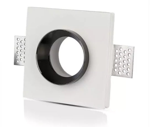 SPOT CARRE EN PLATRE ENCASTRE GU10 BLANC + NOIR METAL . V-TAC