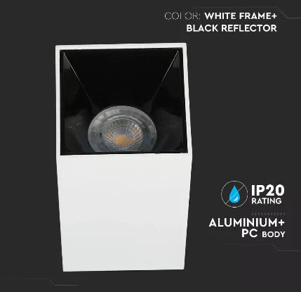SPOT APPARENT GU10 . SQUARE [ BLANC + NOIR ] . V-TAC