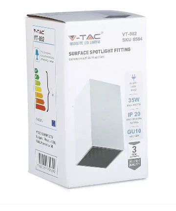 SPOT APPARENT GU10 . SQUARE [ BLANC + NOIR ] . V-TAC