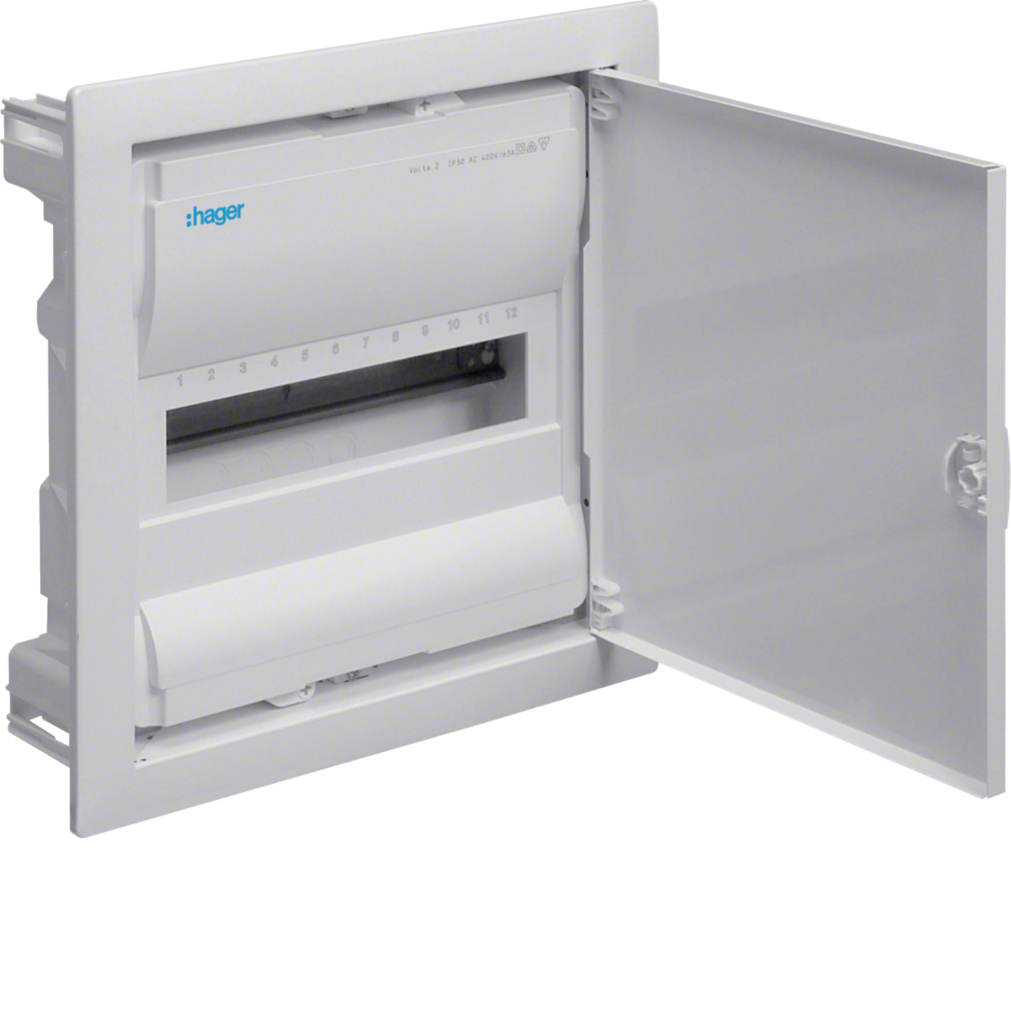 COFFRET ENCASTRE 12 MODULE PORTE OPAQUE. HAGER
