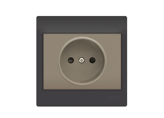 PRISE  2P COULEUR MARRON / BLANC . INGELEC